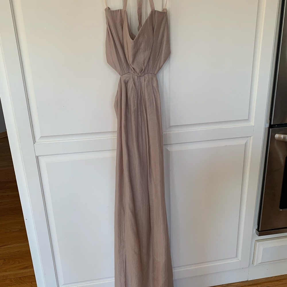 Elegant Taupe Evening Gown